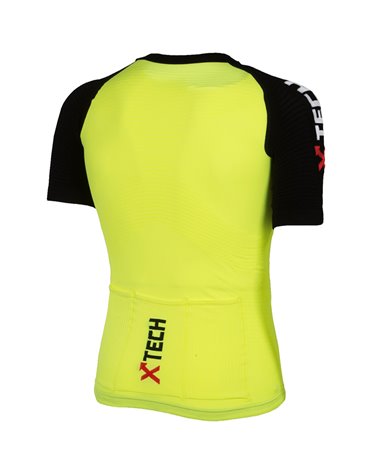 XTech Podium Men's Cycling Full Zip Short Sleeve Jersey, Yellow