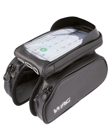 WAG Waterproof Top Tube Bag with Removable Phone Case 18x9x3,5cm, Black