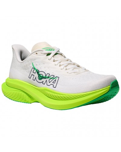 Hoka One One Mach 6 Men's Running Shoes, White/Neon Lime