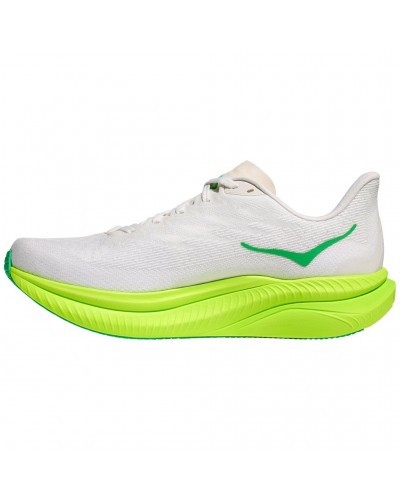 Hoka One One Mach 6 Men's Running Shoes, White/Neon Lime