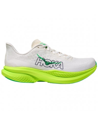 Hoka One One Mach 6 Men's Running Shoes, White/Neon Lime