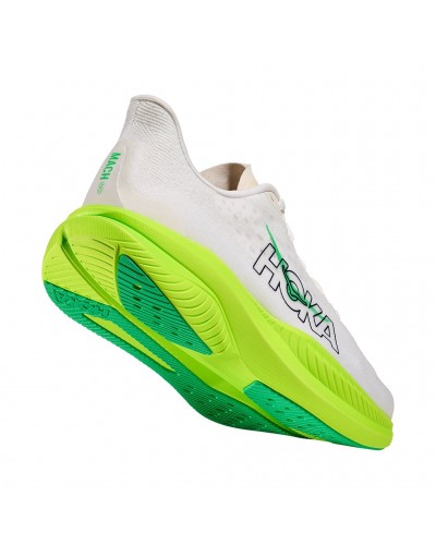 Hoka One One Mach 6 Men's Running Shoes, White/Neon Lime