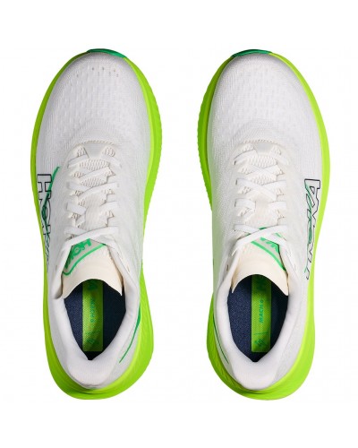 Hoka One One Mach 6 Men's Running Shoes, White/Neon Lime
