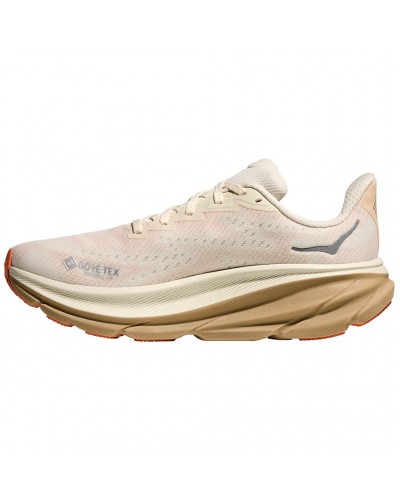 Hoka Clifton 9 GTX Gore-Tex Women's Running Shoes, Eggshell/Khaki