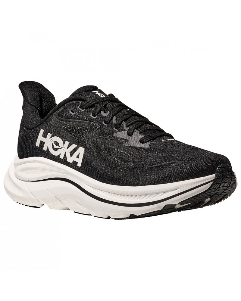 Hoka Clifton 10 Wide Men's Running Shoes, Black/White