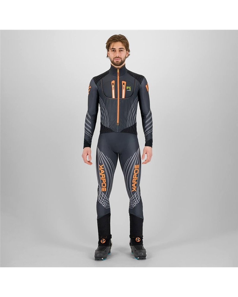 Karpos Race Suit Men's Ski Mountaineering Suit, Woodl. Gray/Vibrant Orange