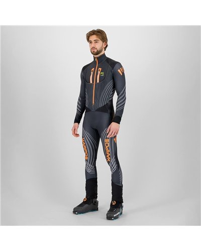 Karpos Race Suit Men's Ski Mountaineering Suit, Woodl. Gray/Vibrant Orange