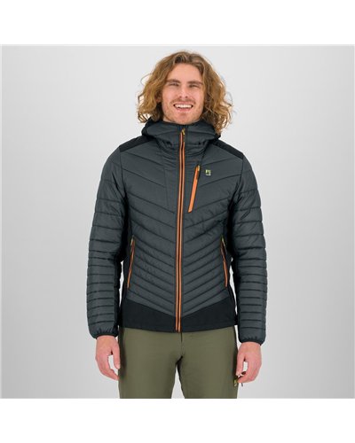 Karpos Pian Longhi Giacca Ibrida con Cappuccio Uomo, Woodl. Gray/Black/Vibrant Orange