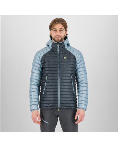 Karpos Alagna Men's Hooded Down Jacket, Woodl. Gray/Smoke Blue