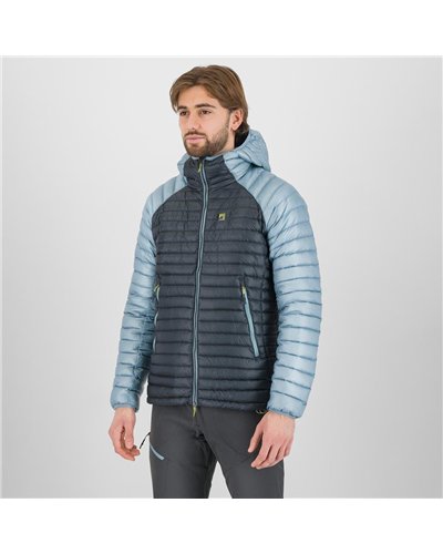 Karpos Alagna Giacca Piumino con Cappuccio Uomo, Woodl. Gray/Smoke Blue