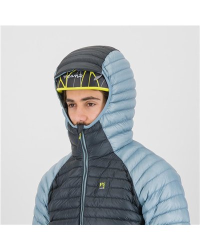 Karpos Alagna Men's Hooded Down Jacket, Woodl. Gray/Smoke Blue