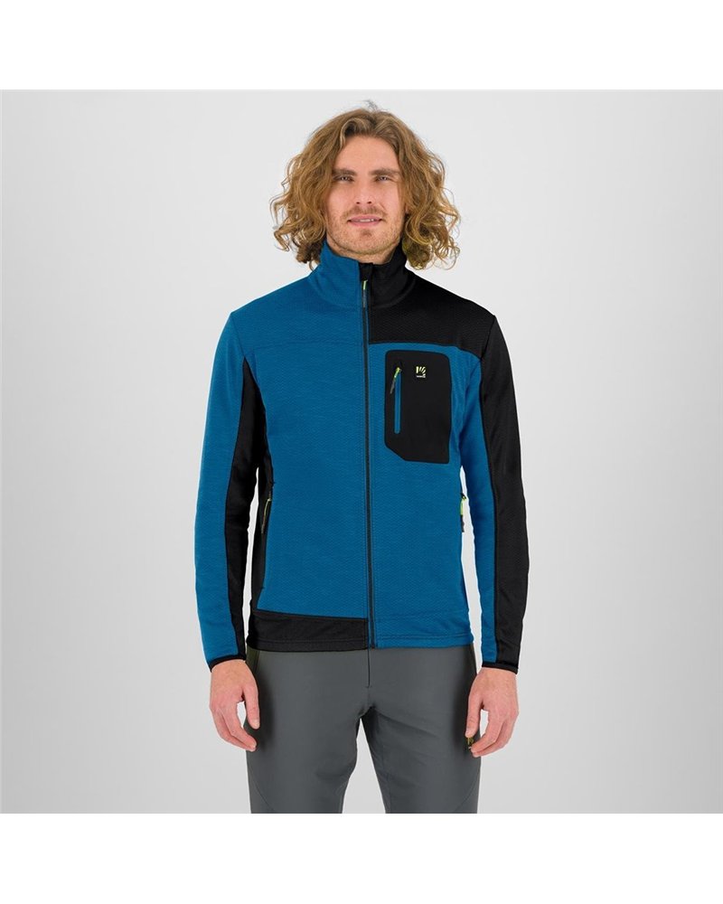 Karpos Cherz Men's Full Zip Fleece, Deep Water/Black