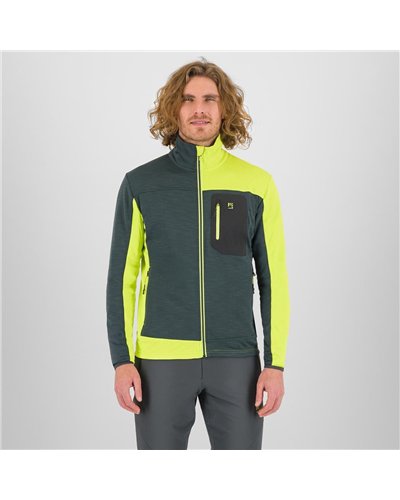 Karpos Cherz Men's Full Zip Fleece, Woodl. Gray/Acid Lime