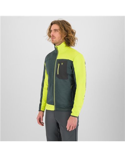 Karpos Cherz Fleece Pile Full Zip Uomo, Woodl. Gray/Acid Lime