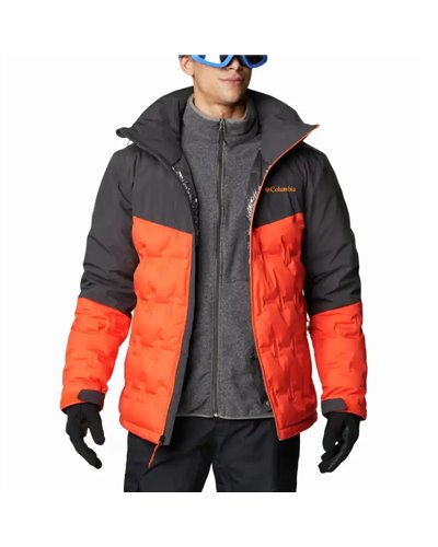 Columbia Wild Card Men's Ski Down Jacket, Red Quartz/Shark
