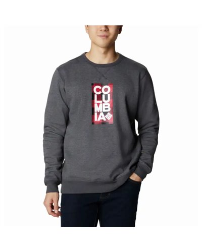 Columbia Logo Fleece Men's Crew, Shark Heather (CSC Stacked Frame Camo)