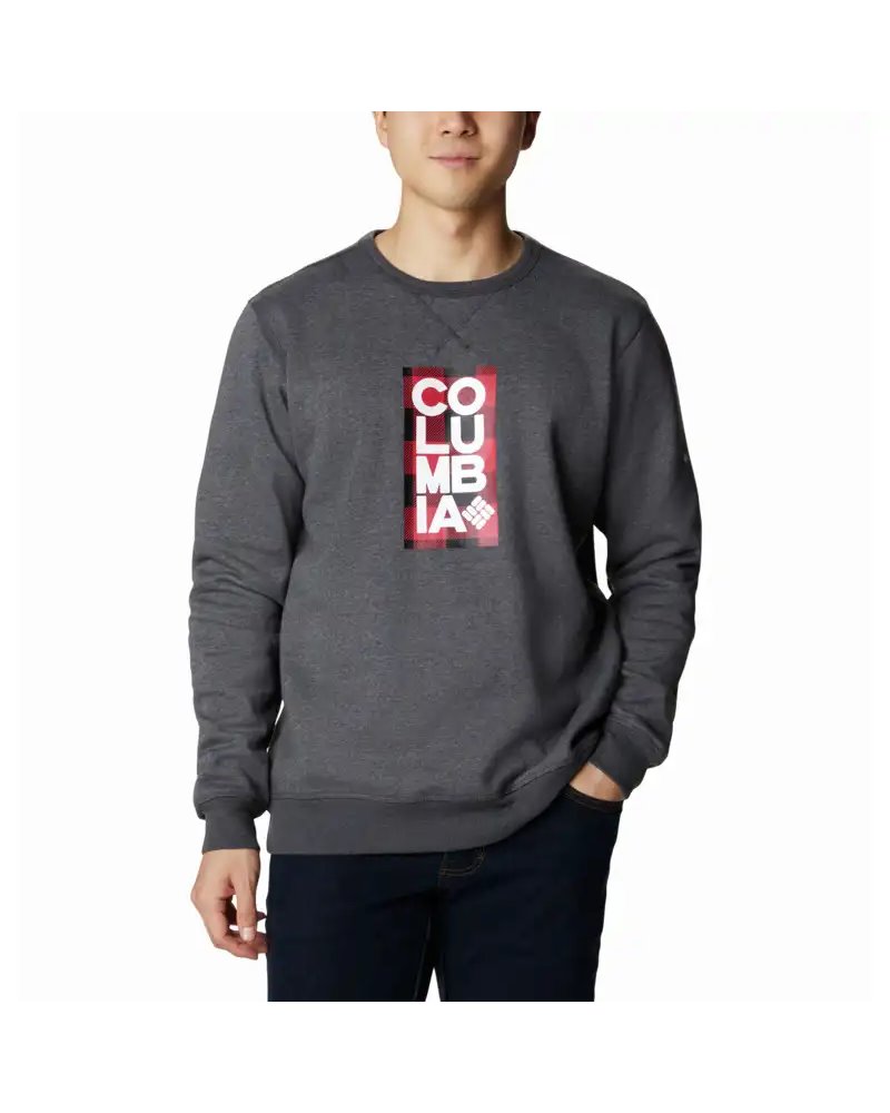 Columbia Logo Fleece Men's Crew, Shark Heather (CSC Stacked Frame Camo)