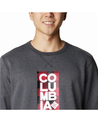 Columbia Logo Fleece Men's Crew, Shark Heather (CSC Stacked Frame Camo)