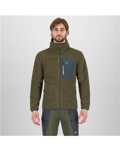 Karpos Rocchetta Evo Men's Hooded Fleece, Deep Depths/Woodl. Gray