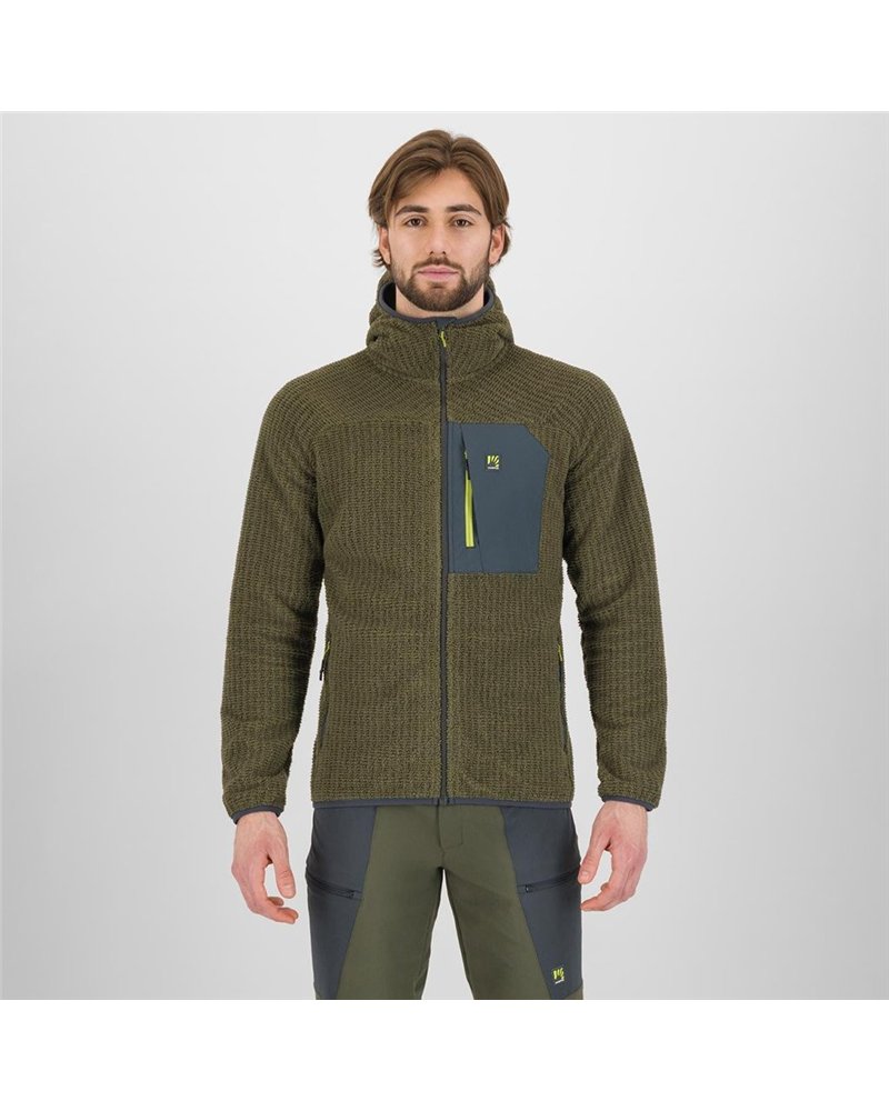 Karpos Rocchetta Evo Fleece Pile con Cappuccio Uomo, Deep Depths/Woodl. Gray