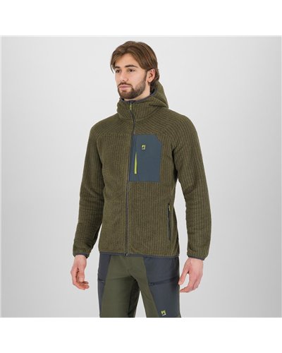 Karpos Rocchetta Evo Men's Hooded Fleece, Deep Depths/Woodl. Gray