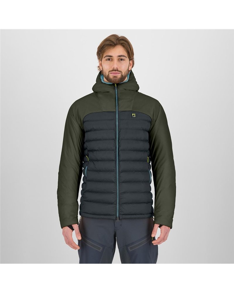 Karpos Sass D'Ortiga Giacca Piumino con Cappuccio Uomo, Woodl. Gray/Deep Dephts