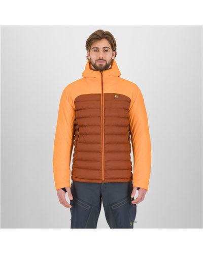 Karpos Sass D'Ortiga Giacca Piumino con Cappuccio Uomo, Mohogany/Vibrant Orange