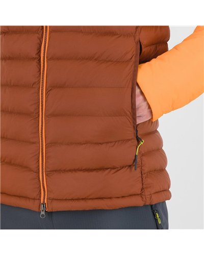 Karpos Sass D'Ortiga Giacca Piumino con Cappuccio Uomo, Mohogany/Vibrant Orange