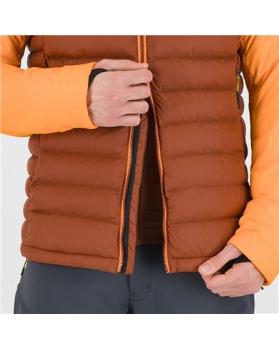 Karpos Sass D'Ortiga Giacca Piumino con Cappuccio Uomo, Mohogany/Vibrant Orange