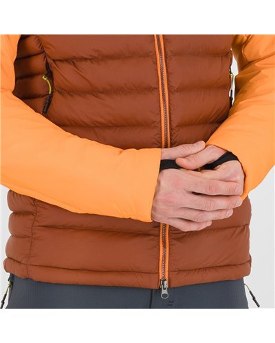 Karpos Sass D'Ortiga Giacca Piumino con Cappuccio Uomo, Mohogany/Vibrant Orange