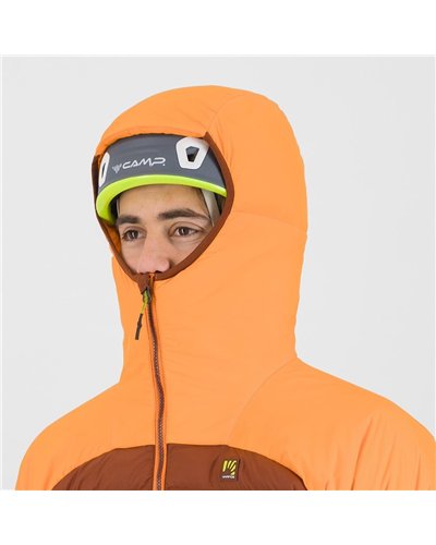 Karpos Sass D'Ortiga Giacca Piumino con Cappuccio Uomo, Mohogany/Vibrant Orange