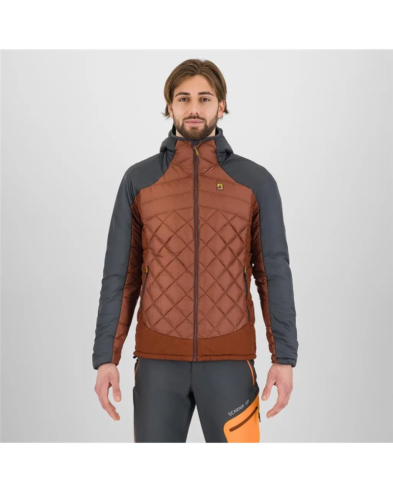 Karpos Lastei Active Plus Giacca Ibrida con Cappuccio Uomo, Mohogany/Woodl. Gray