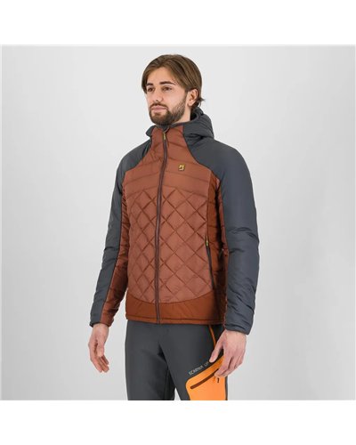 Karpos Lastei Active Plus Giacca Ibrida con Cappuccio Uomo, Mohogany/Woodl. Gray