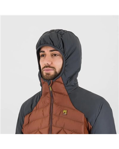 Karpos Lastei Active Plus Giacca Ibrida con Cappuccio Uomo, Mohogany/Woodl. Gray