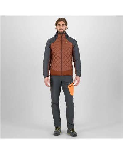 Karpos Lastei Active Plus Giacca Ibrida con Cappuccio Uomo, Mohogany/Woodl. Gray