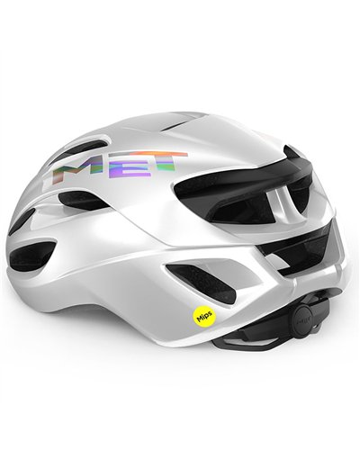 Met Rivale MIPS Road Cycling Helmet, Glossy Holographic White