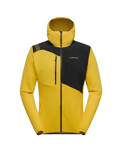 La Sportiva Lucendro Thermal Giacca Mid Layer Uomo con Cappuccio, Giallo/Nero