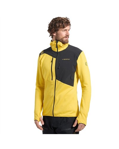 La Sportiva Lucendro Thermal Giacca Mid Layer Uomo con Cappuccio, Giallo/Nero