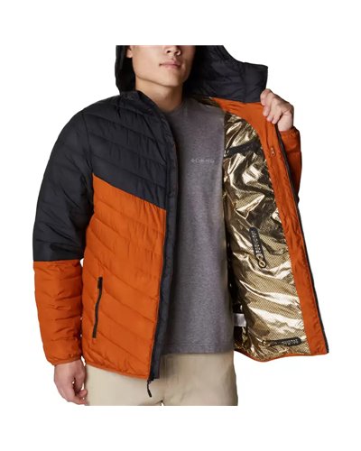 Columbia Eddie Gorge Men's Hooded Down Jacket, Warm Copper/Black