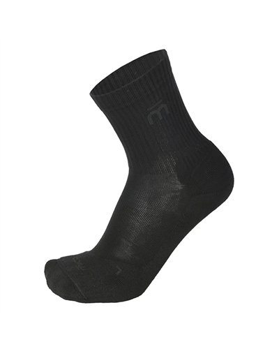 Mico Medium Weight Extra Dry Unisex Tennis Crew Socks, Black