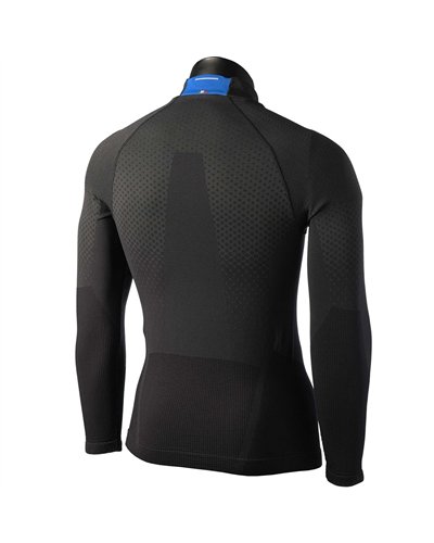 Mico Odor Zero Ionic+ Skintech Seamless Men's Turtle Neck Long Sleeve Baselayer, Black