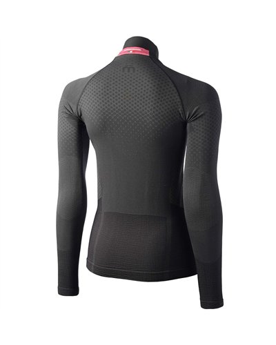 Mico Odor Zero Ionic+ Skintech Seamless Women's Round Neck Long Sleeve Baselayer, Black