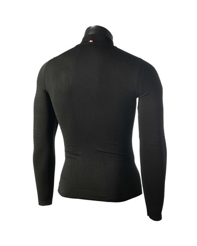 Mico Extra Dry Skintech Seamless Men's Turtle Neck Long Sleeve Baselayer, Black