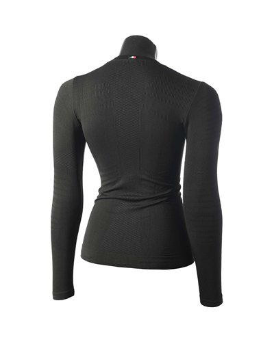 Mico Extra Dry Skintech Seamless Women's Round Neck Long Sleeve Baselayer, Black