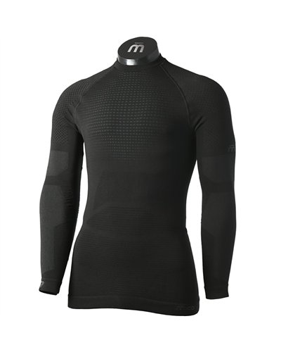 Mico Superthermo Primaloft Skintech Seamless Men's Round Neck Long Sleeve Baselayer, Black