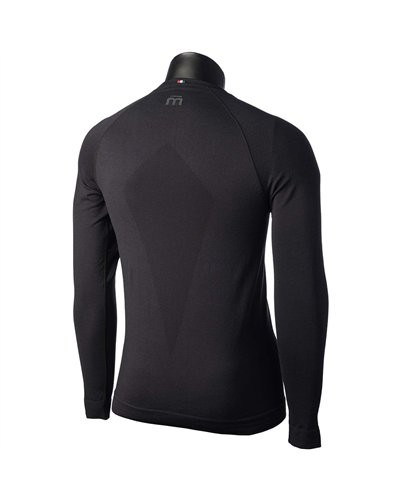 Mico Warm Control Dualtech Merino/Silk Skintech Seamless Maglia Intimo Girocollo Maniche Lunghe Uomo, Nero