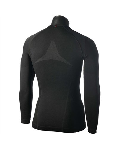 Mico Superthermo Dualtech Merino Skintech Seamless Men's Round Neck Long Sleeve Baselayer, Black