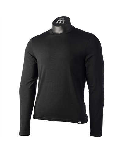 Mico Warm Control Merino Seamless Men's Round Neck Long Sleeve Baselayer, Black