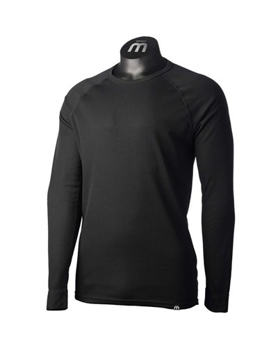 Mico Warm Control Seamless Men's Round Neck Long Sleeve Baselayer, Black