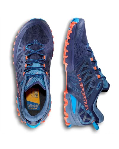 La Sportiva Bushido III Men's Trail Running Shoes, Deep Sea/Cherry Tomato